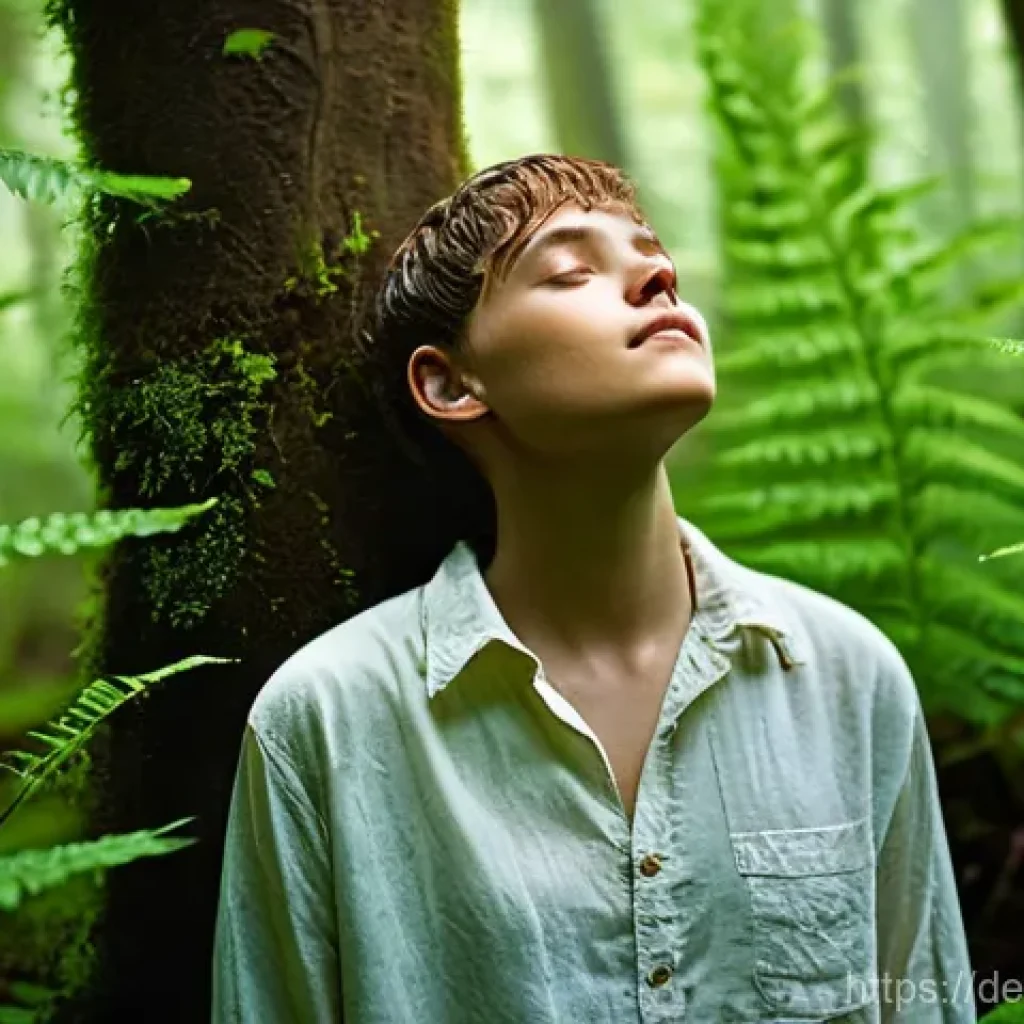 생태 지혜란 무엇인가 - **Prompt:** A tranquil scene depicting a person (gender-neutral young adult or older teenager) immer...
