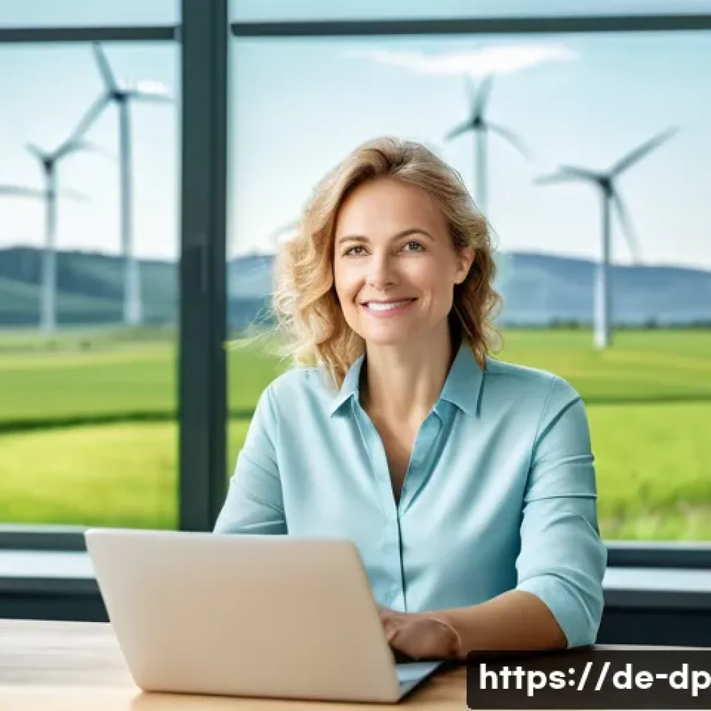 생태 지혜를 통한 소득 창출 전략 - **Prompt:** A modern, confident German woman, approximately 35-45 years old, sits in a brightly lit ...